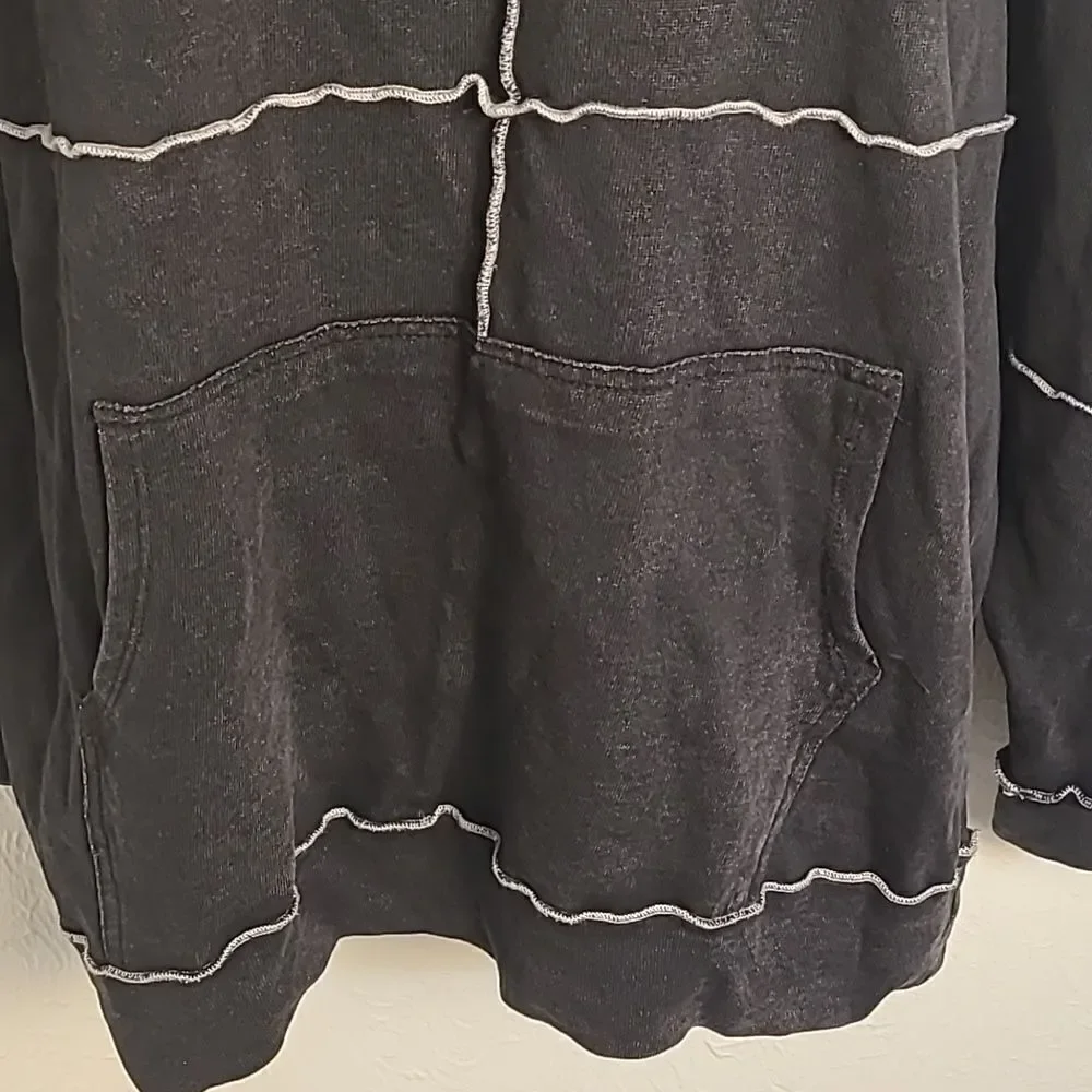 Wild Fable Seamed Hoodie Longsleeve T-Shirt, Distressed Black, Size Medium, NWT - Picture 3 of 12